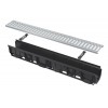 RIGOLĂ DE EXTERIOR, AVZ102-R102, DE 100 MM CU RAMA DIN PLASTIC INTEGRATĂ ȘI GRĂTAR PROFIL „C“ GALVANIZAT, ALCAPLAST